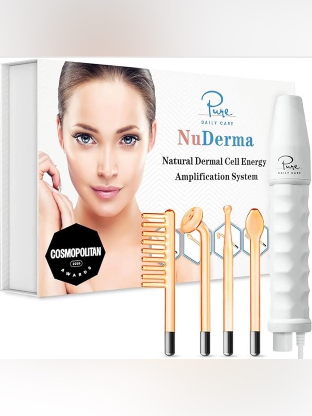 NEW Pure Daily Care NuDerma Handheld Skin Therapy Wand Machine w/Neon Anti-Aging